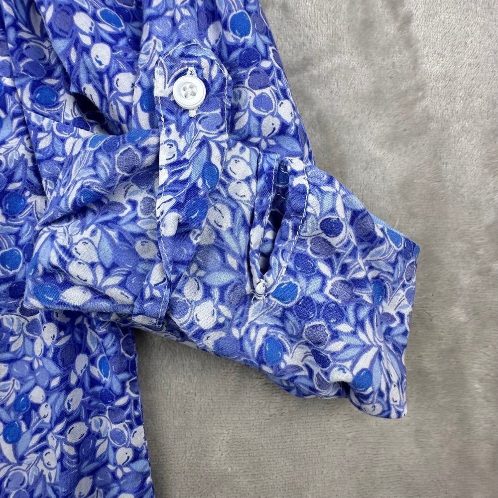 St Johns Bay Womens Blue Floral Berry Print 100% Cotton Button Down Shirt Large - Picture 12 of 15